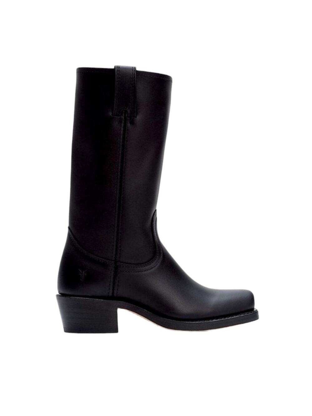 Frye Black Minimalist Western Moto Cavalry 12L Campus Style Lug Boots